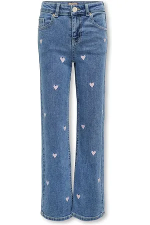ONLY Blue Wide Leg Heart Print Jeans9 år (134cm)