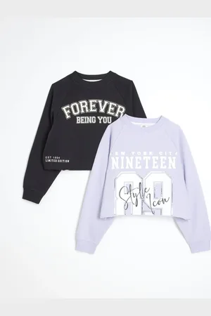 River Island Piger 100% Bomuld Raw Hem Sweatshirt 2 Pakke11 - 12 år (146 - 152cm)