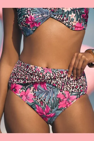 Love & Roses Animal Patched Tummy Control High Waist Bikini Bottoms