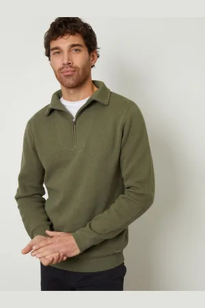 Threadbare Rib Panel Quarter Zip TrøjeSmall