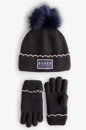 Ted Baker Girls Navy Pom Beanie and Gloves Set11 - 13 år (146 - 158cm)