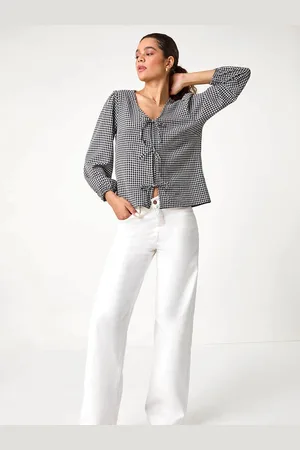 Roman Ternet Tryk Slips Front Woven Top40