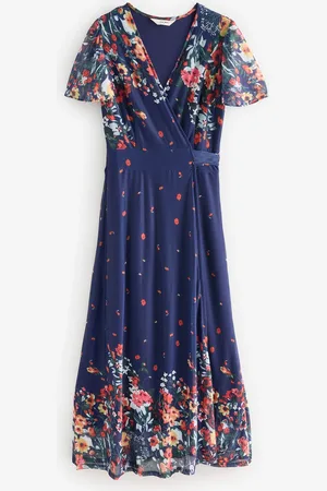 Jolie Moi Mirror Print Mesh Wrap Maxi Dress38