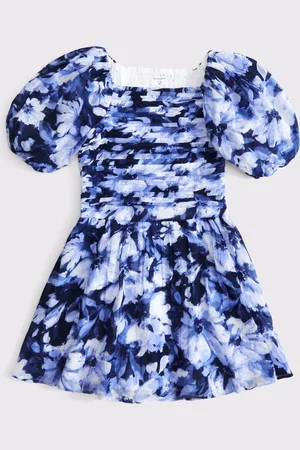 Abercrombie & Fitch Floral Square Neck Puff Sleeve Dress122128cm