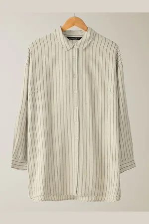 Evans Natural Linen Rich Stripe Shirt
