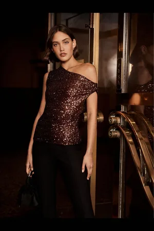 Forever New Kaylene Pailletter One Shoulder TopL