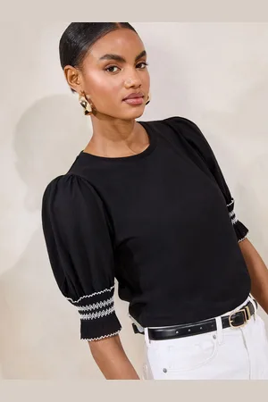Lipsy London 100% Cotton Trim Detail Short Sleeve Puff Top38