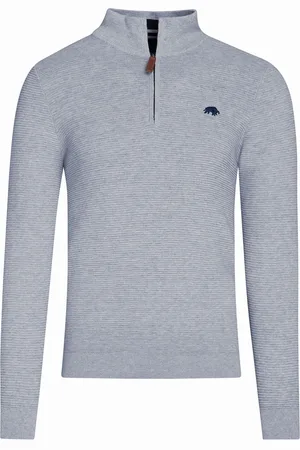 Raging Bull Grey Klassisk ribstrikket kvart lynlåsstrik 100% Sweater2X-Large