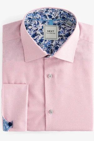 Next Regular Fit Trimmed Easy Care Double Cuff Shirt41cm R (UK 16 R)