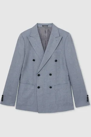Reiss Warner Db Slim Fit Linen Double-Breasted Suit Blazer42r