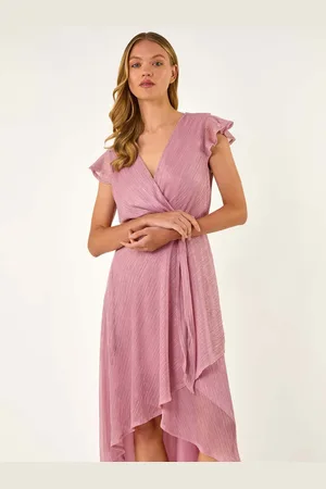 Roman Shimmer Plisse Wrap Dress38
