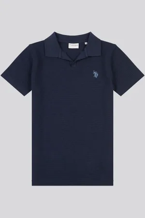 U.S. Polo Assn. U. S. Polo Assn. Boys Waffle Texture Open Collar Polo Shirt122128cm