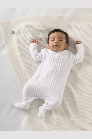 Mamas & Papas 100% Cotton Velour White Sleepsuit6268cm