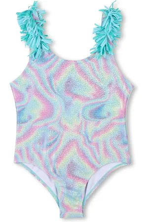 Billieblush Blå Multicolour Wavy Tryk Badedragt Med Kvast Skulder Detail10 år (140cm)