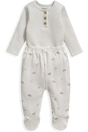 Mamas & Papas 100% Cotton Ribbed And Safari Print Brown Set3-6 mdr