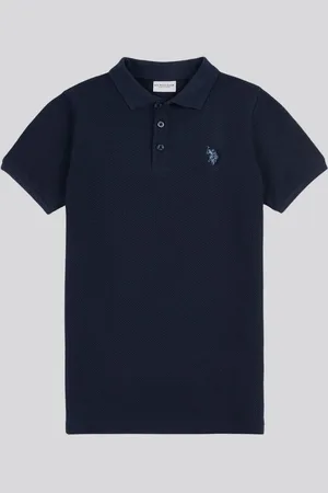 U.S. Polo Assn. U. S. Polo Assn. Boys 100% Cotton Texture Double Horsemen Polo Shirt134140cm