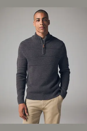 Next Regular Fit Textured Zip Neck Jumper with Wool3XL