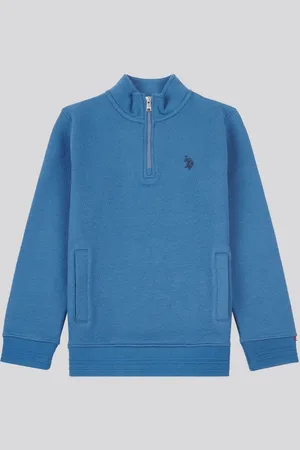 U.S. Polo Assn. U. S. Polo Assn. Boys Blue Herringbone ¼ Zip Sweatshirt14 - 15 år (164 - 170cm)
