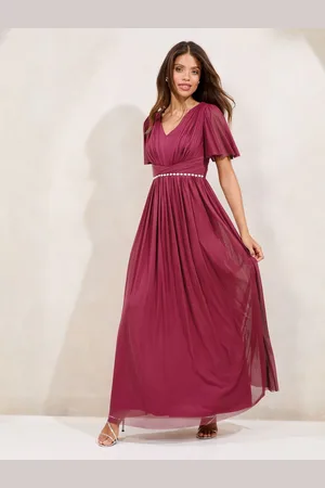 Lipsy London Kortærmet Pearl Trim Mesh Maxi Brudepige Kjole46