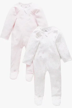 Purebaby 100% Bomuld Zip Baby sovedragter 2 PakkeNyfødt