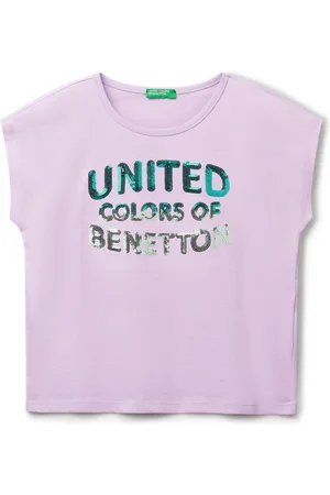 Benetton Girls Logo Sequin 100% Cotton T-Shirt (6-14 yrs)158164cm