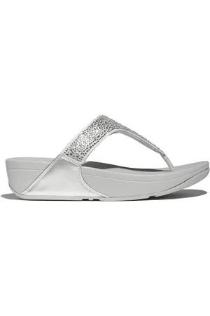 FitFlop Silver Lulu Crystal-Mix Toe-Post Sandalseu38