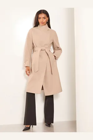 Lipsy London Tragthals wrap bæltefrakke med uld44