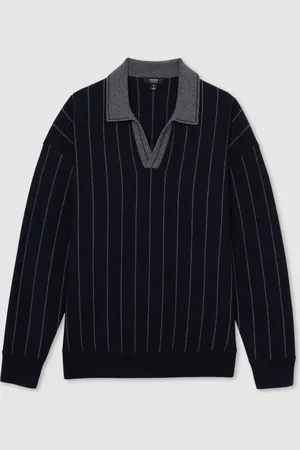 Reiss Winslow Wool Open-Collar Stripe Polo ShirtXL