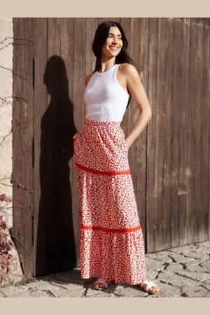 Threadbare Animal Tiered Jersey Maxi Nederdele