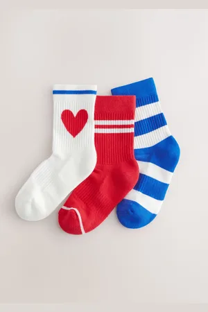 Next Cotton Rich Heart and Stripe Ankle Socks 3 PackUK 9-12 Jnr.