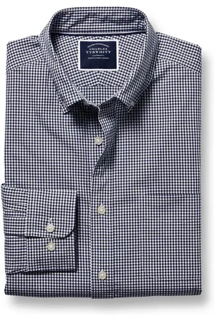 Charles Tyrwhitt Slim Fit Mini Gingham Non-Iron Stretch Poplin 100% Cotton ShirtS