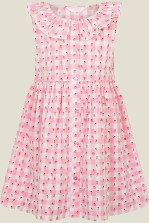 Accessorize Girls Sleeveless Gingham Strawberry 100% Cotton Dress5 - 6 år (110 - 116cm)