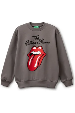 Benetton Grey Printed Graphic Tryk 100% Bomuld Sweatshirt158164cm