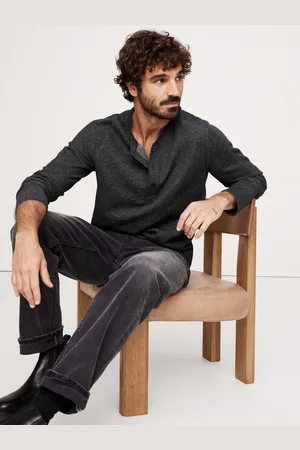 Banana Republic Slub Double-Knit Henleys Langærmet T-shirtL