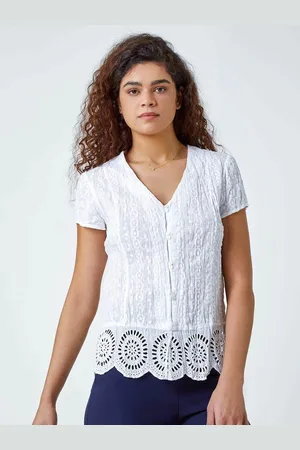 Roman Embroidered Crinkle 100% Cotton Blouse44