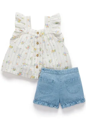 Purebaby Floral Print 100% Cotton Top and Shorts Set8086cm