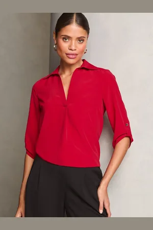 Lipsy London V-hals 3/4 Krave-bluse med ærmer44