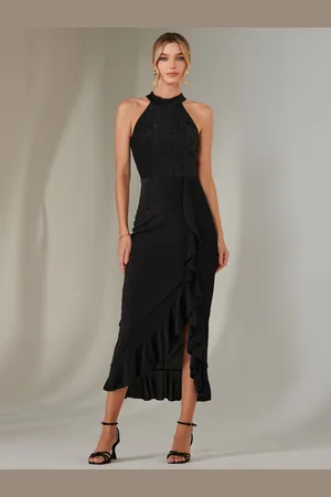 Jolie Moi Halterneck Frill Jersey Maxikjole40