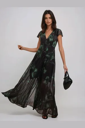 Religion Indium Maxi Dress With Button Thru Detail And Cap Sleeves36