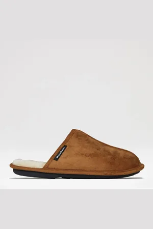 Threadbare Faux Fur Lined Suedette Mule Slippers