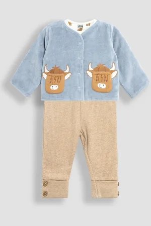 JoJo Maman Bébé Baby Highland Cow Velour Set 3 Piece6 - 12 måneder (68 - 80cm)