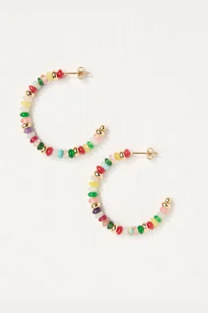 Fat Face FatFace Beaded Hoop EarringsEn