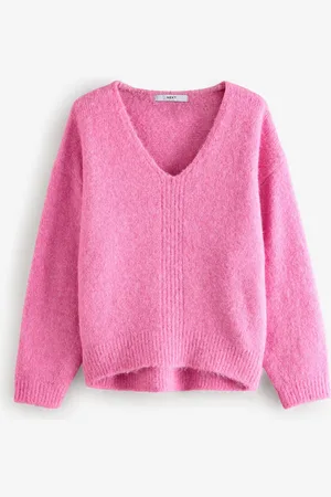 Next Relaxed Fit Soft Touch V-Neck Knitted Jumper with WoolS Reg