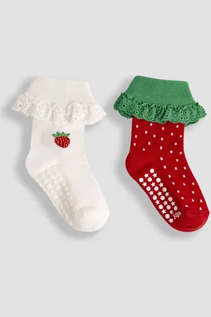 JoJo Maman Bébé 2-Pack Frilly Socks116122cm