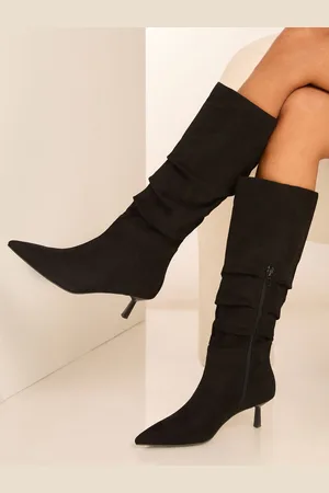 Lipsy London Kitten-hæl imiteret læder Ruched Long Knee High Boot
