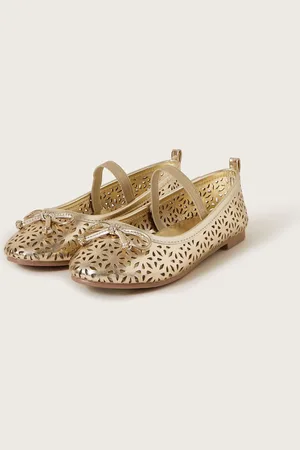 Monsoon Cutwork Metallic Ballet Flatsuk13eu32