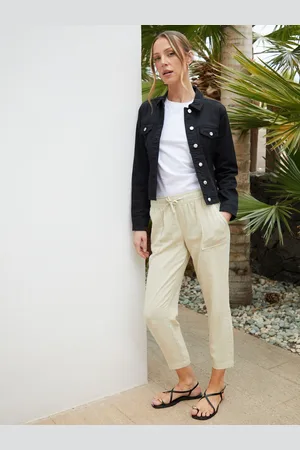 Threadbare Linen Blend Tapered Trousers42