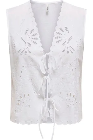 ONLY Tie Front Broiderie Waistcoat