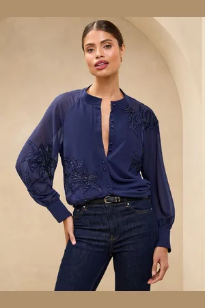 Lipsy London Floral Applique Button Through Blouse34