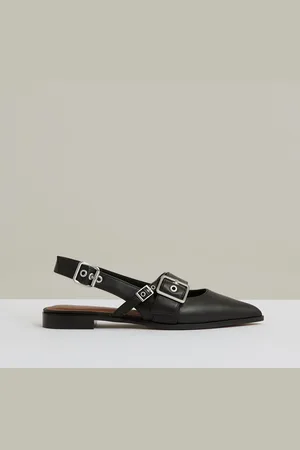 Reiss Lois Leather Buckle-Strap Flat Muleseu41